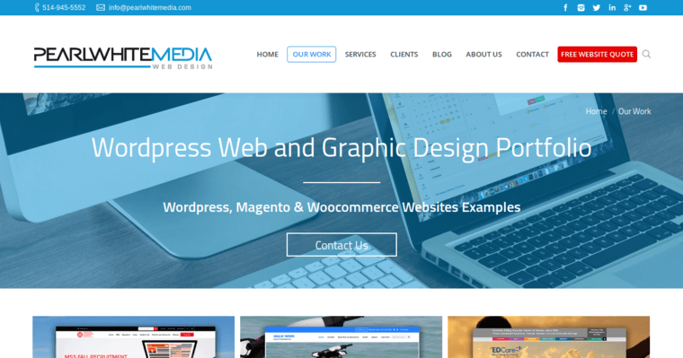 Folio page of #10 Best Montreal Web Design Company: Pearl White Media Inc.