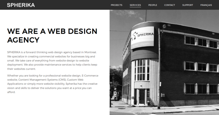 Service page of #3 Best Montreal Web Development Business: Spherika Inc