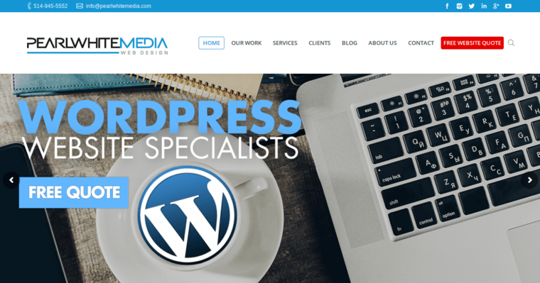 Home page of #10 Top Montreal Web Development Company: Pearl White Media Inc.