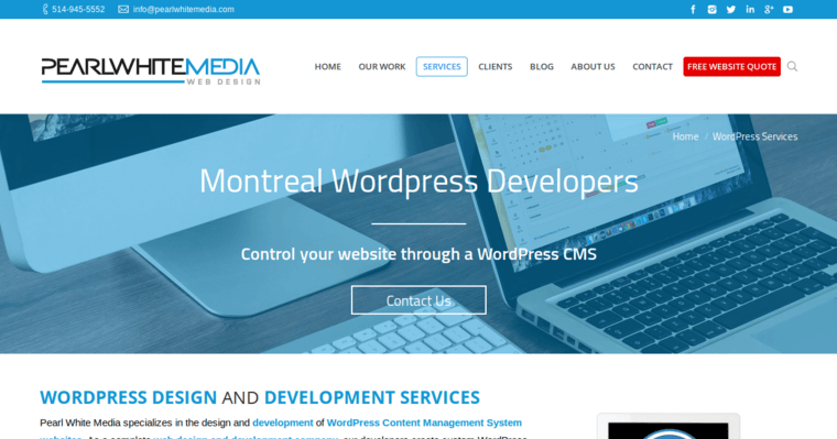 Development page of #10 Best Montreal Web Development Business: Pearl White Media Inc.