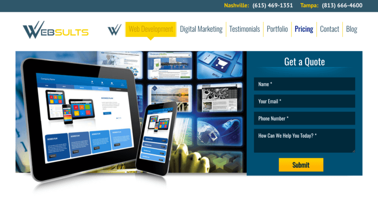 Web Design page of #9 Top Nashville Web Development Agency: Websults LLC