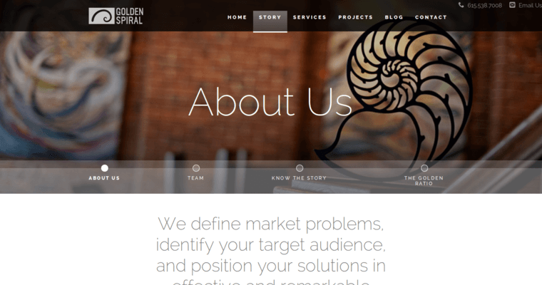 About page of #6 Leading New web design Business: Golden Spiral