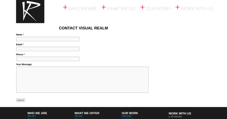 Contact page of #7 Best New web design Company: Visual Realm