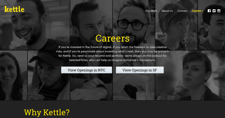 Careers page of #10 Best Manhattan Web Development Agency: Kettle