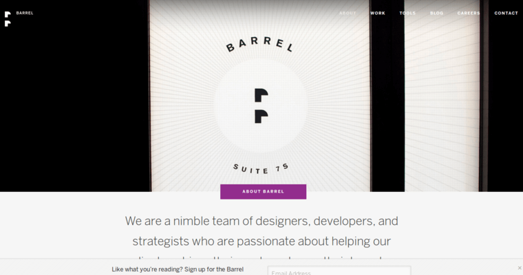 About page of #10 Leading NYC Web Design Firm: Barrel