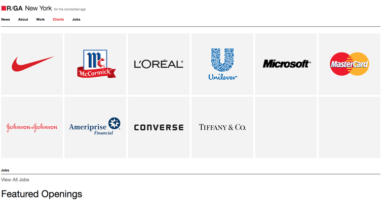 Clients page of #8 Leading Manhattan Web Development Business: RGA