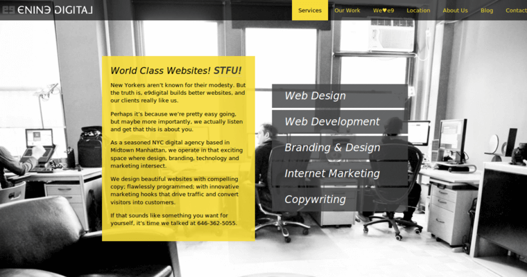 Home page of #12 Leading New York City Website Design Agency: E9 Digital