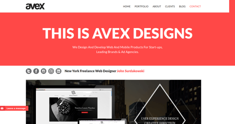 Home page of #10 Best New York Website Design Company: Avex