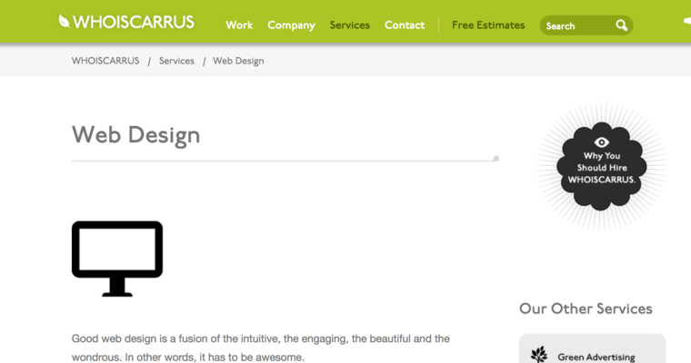 Services page of #10 Top Orlando Web Development Business: WHOISCARRUS