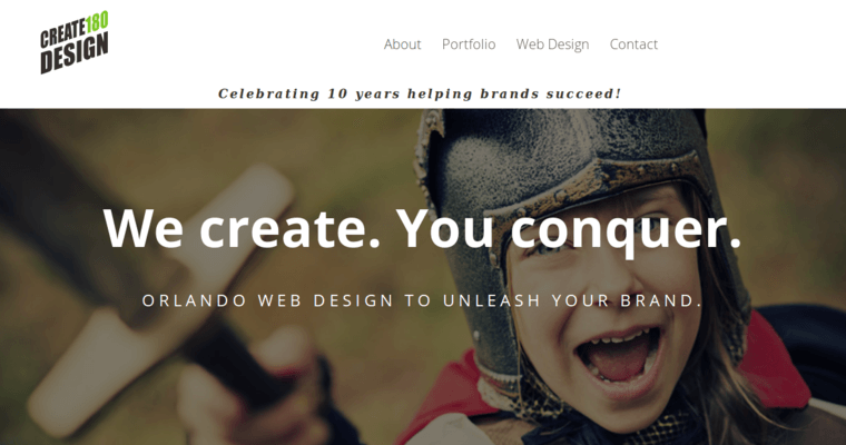 Home page of #6 Best Orlando Web Design Business: CREATE180 Design