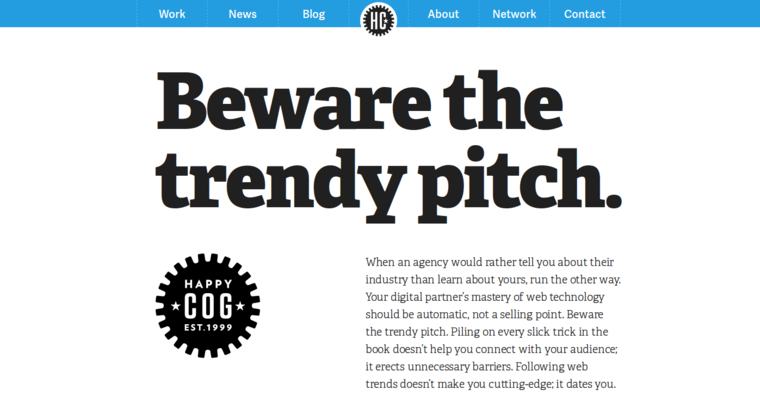 Home page of #2 Top Philadelphia Web Design Agency: Happy Cog