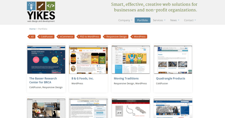 Folio page of #9 Best Philadelphia Website Design Firm: Yikes