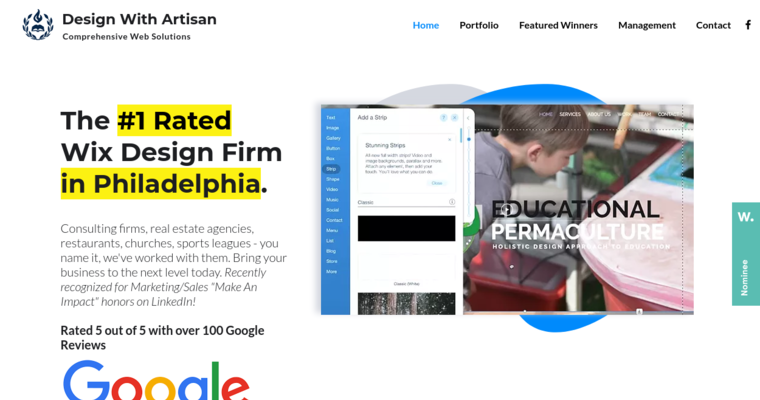 Home page of #7 Best Philly Website Development Firm: Design With Artisan