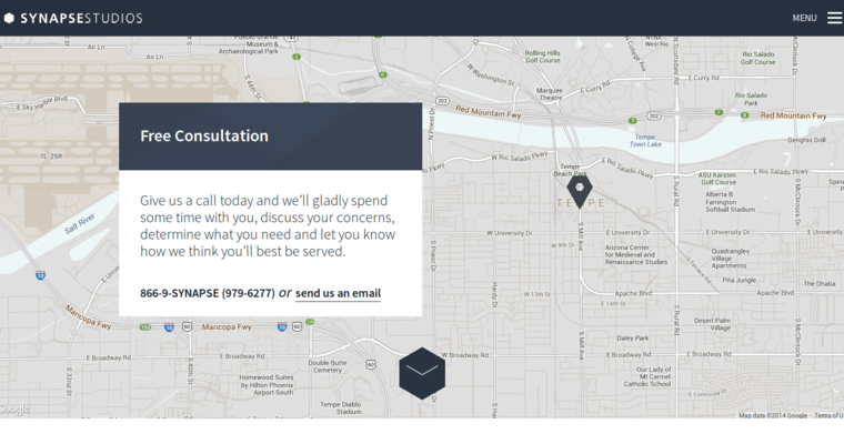 Contact page of #3 Leading Phoenix Website Development Business: Synapse Studios