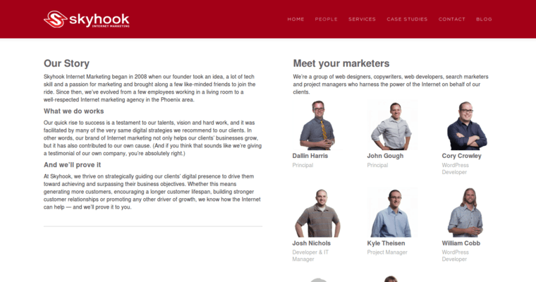 About page of #5 Leading Phoenix Website Design Agency: Skyhook
