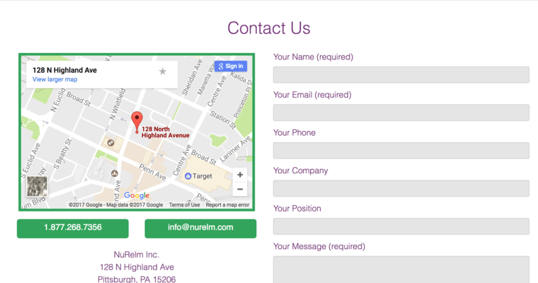 Contact page of #5 Best Pittsburgh Web Development Company: NuRelm, Inc
