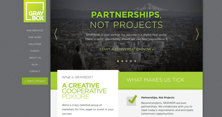 Home page of #4 Top Portland Web Design Agency: GRAYBOX