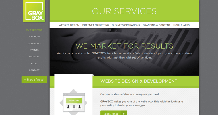 Service page of #4 Top Portland Web Design Agency: GRAYBOX