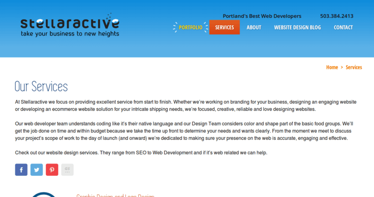 Service page of #6 Top Portland Web Design Business: Stellaractive