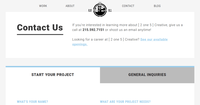 Contact page of #10 Best Brochure Design Company: 2one5