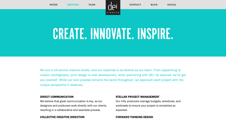 Service page of #5 Leading Business Card Design Firm: DEI Creative