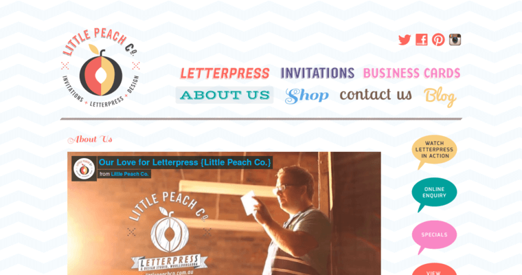 About page of #4 Top Invitation Design Business: Little Peach Co