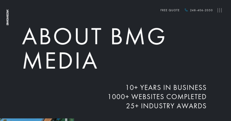 About page of #20 Best Website Design Firm: BMG Media
