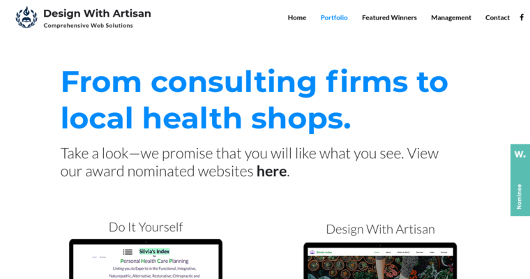 Folio page of #19 Top Website Design Business: Design With Artisan