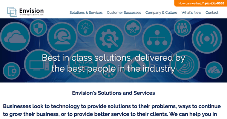 Integrated Services page of #9 Top Providence Web Design Firm: Envision Technology Advisors