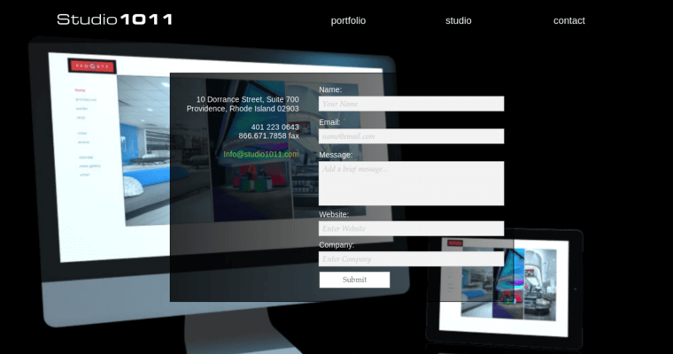 Contact page of #10 Top Providence Web Design Firm: Studio1011 Inc.