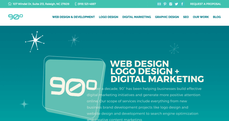 Home page of #5 Top Raleigh Web Design Business: 90 Degree Design