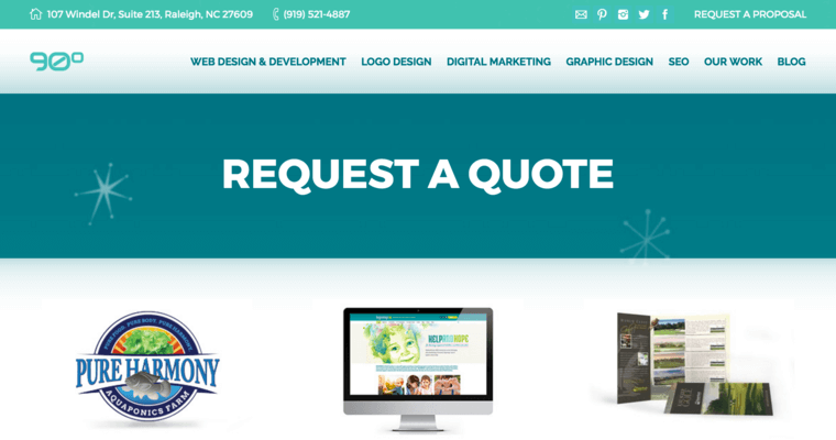 Quote page of #5 Best Raleigh Web Design Business: 90 Degree Design