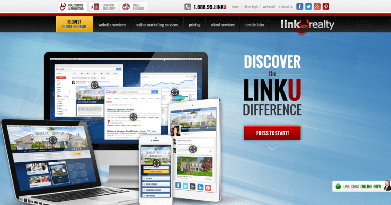 Home page of #7 Best Real Estate Web Design Firm: Linkurealty