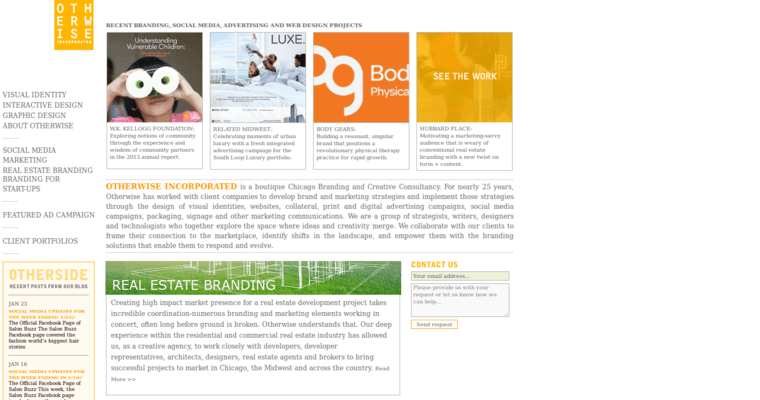 Home page of #8 Best Real Estate Web Design Firm: Otherwise Inc