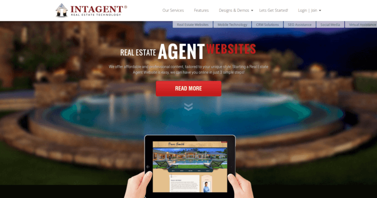 Service page of #6 Leading Real Estate Web Design Business: Intagent