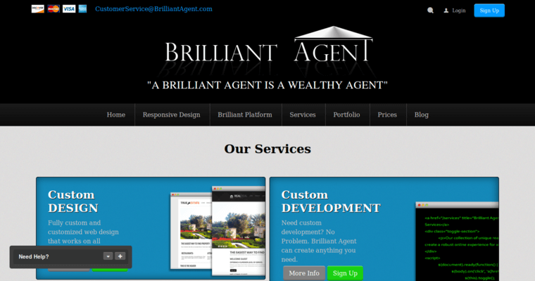 Service page of #10 Leading Real Estate Web Development Business: Brilliant Agent