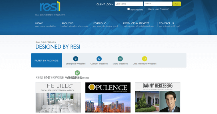 Folio page of #6 Leading Real Estate Web Design Firm: Resi Online