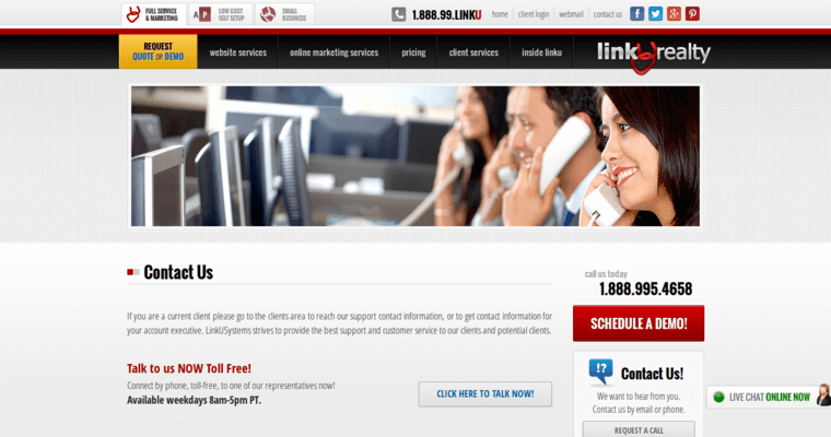 Contact page of #11 Top Real Estate Web Design Firm: Linkurealty