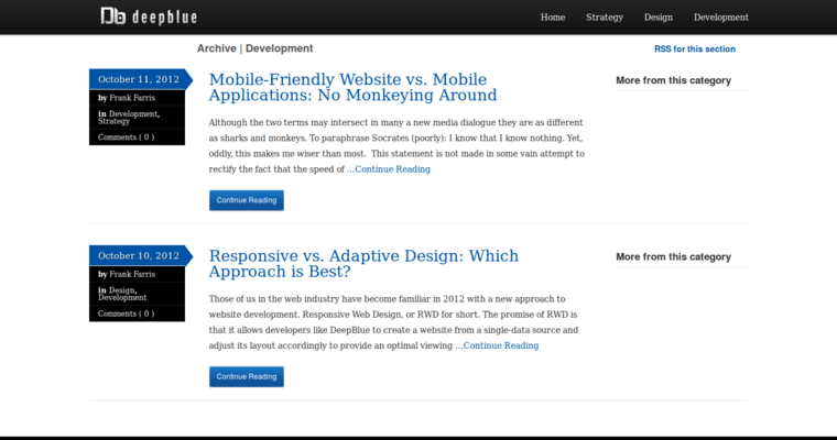 Development page of #2 Leading Responsive Web Development Firm: DeepBlue