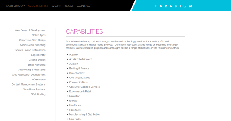 Service page of #6 Leading Responsive Web Development Firm: Paradigm Media Group