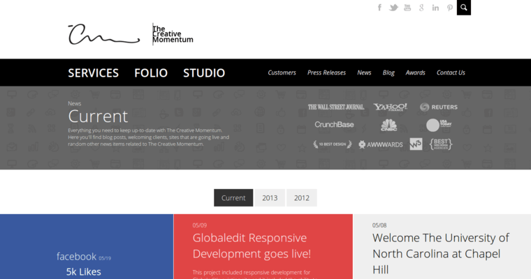 News page of #7 Leading Responsive Web Design Business: The Creative Momentum