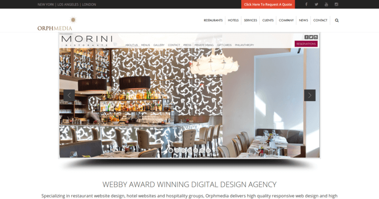 Home page of #9 Best Restaurant Web Design Agency: OrphMedia