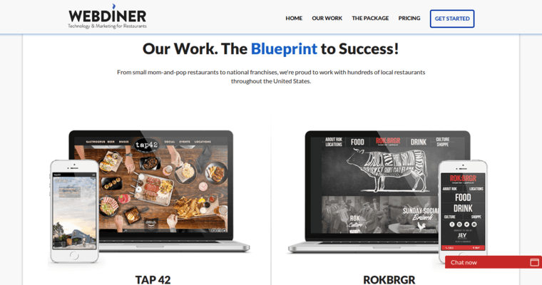 Work page of #4 Leading Restaurant Web Design Business: WebDiner