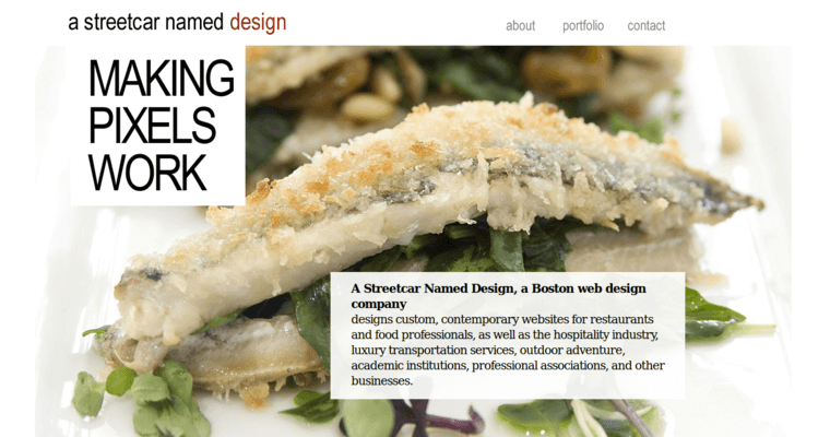 Portfolio page of #9 Leading Restaurant Web Design Company: A Streetcar Named Design