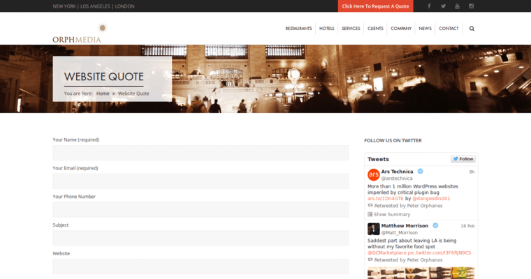 Quote page of #9 Best Restaurant Web Design Firm: OrphMedia