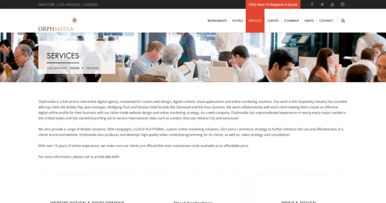 Service page of #9 Top Restaurant Web Design Firm: OrphMedia