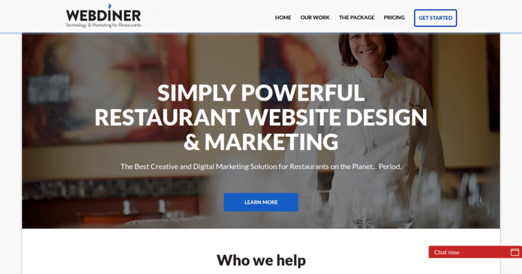Home page of #5 Top Restaurant Web Design Business: WebDiner