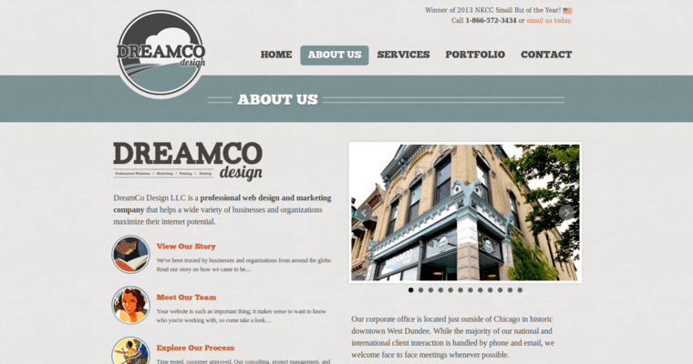 About page of #10 Top Restaurant Web Development Company: DreamCo Design