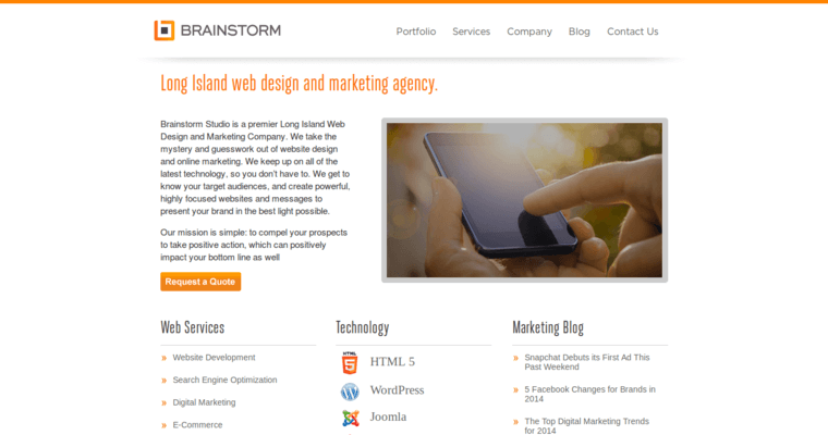 Home page of #10 Leading Restaurant Web Development Business: Brainstorm Studio