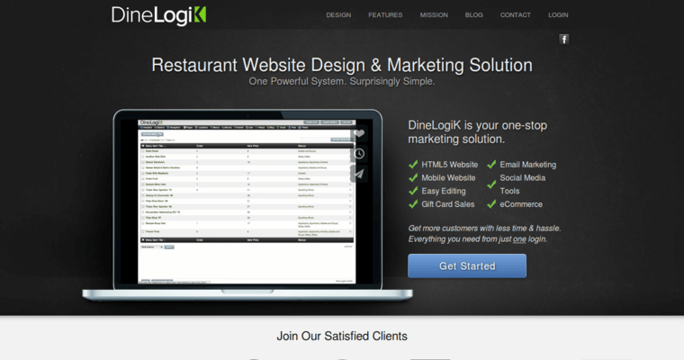 Home page of #9 Top Restaurant Web Design Agency: DineLogik
